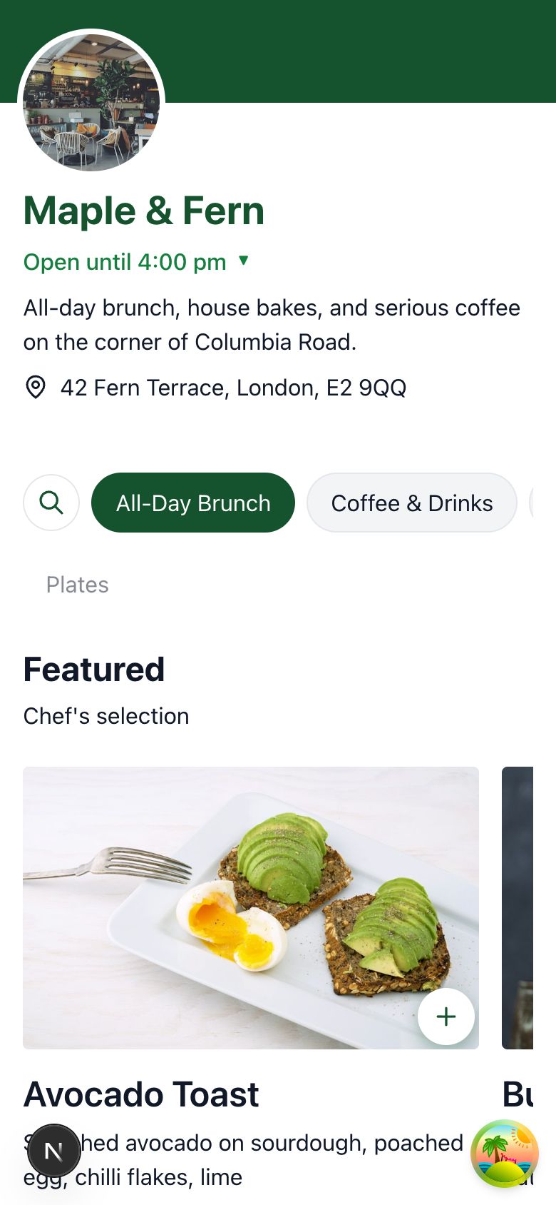 Maple & Fern on mobile